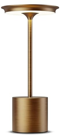 HYMZP Lampada da Tavolo Senza Fili，6000mAh Ricaricabile LED Lampada da Tavolo,3 Modalità di Colore, IP54, per Interni/Esterni, Ristorante (Bronze)