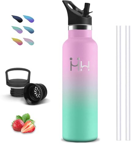 Borraccia Termica, 750ml Borraccia, Senza BPA, Borracce con Cannuccia, Senza Perdite, Bottiglia Termica, Bottiglie Acciaio Inox, Doble Aislamiento, Borraccie Inox per Trekking, Campeggio, Palestra