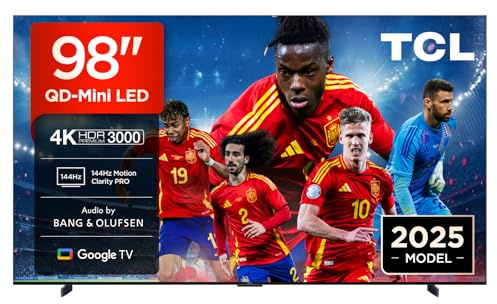 TCL 98Q7C Televisor 98 Pulgadas QD-Mini LED 4K Smart TV, 3000 nits HDR Premium, Bang & Olufsen, Game Master, FreeSync Premium Pro, Google TV, Dolby Vision IQ y Atmos