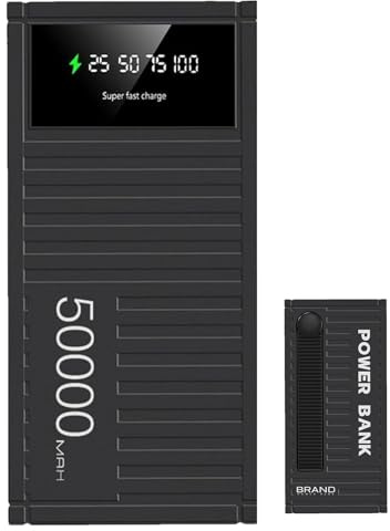 Power Bank 50000mAh Batería Externa, Cargador Portátil, Banco De Energía Portátil Carga Rapida 66w, Multifuncional para Teléfono con Pantalla LED para Senderismo, Camping, Viajes Al Aire Libre