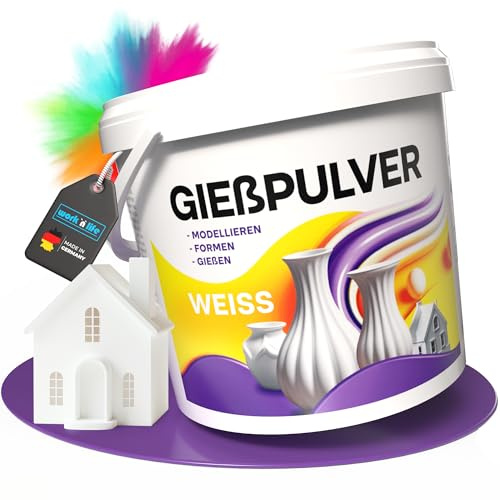 Work'n'life Gießpulver Weiß – Gießmasse für Silikonformen aus Gips | Feine Gießmasse für saubere Ergebnisse mit glatter Oberfläche und einfacher Verarbeitung.