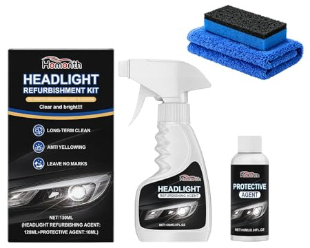 Lanenow Homonth Headlight Refurbishment Kit, Removes Yellowing & Oxidation, Restores Clarity, Hydrophobic & Gloss Finish for All Vehicles