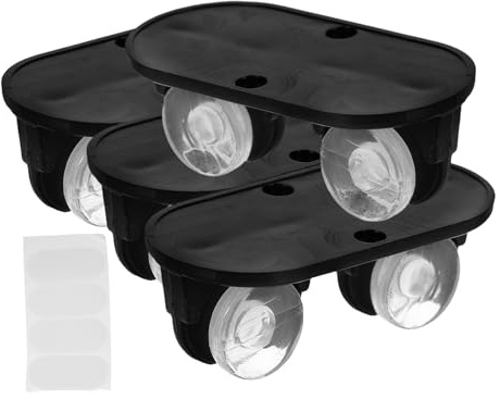 Cabilock 4pcs Black Self-Adhesive Mini Caster Wheels for Furniture and Appliances, Swivel Sticky Pulley Rollers for Under-Bed Storage Boxes, Office Chairs, and Trash Cans