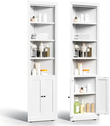 VIYET Tall Corner Cabinet,71 Waterproof Metal Corner Cabinet for Bathroom, Corner Storage Cabinet with 4 Adjustable Shelves & Quiet Close Door,Home Space Saver for Kitchen,Living Room,Pantry