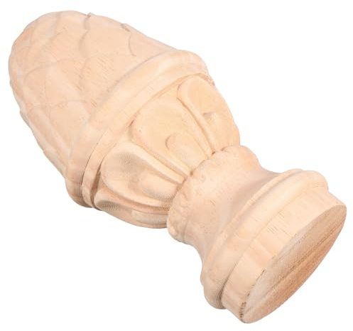 POPETPOP Unfinished Carved Wood Stair Finials Post Caps 8x15cm for DIY Crafts Bedpost and Flagpole Decorative Tips European Style