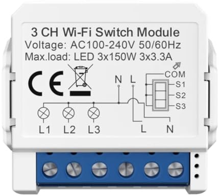 Agmoctz Tuya Smart WiFi Interruptor de Luz Control de 3 VíAs Mini Disyuntor Controlado por Yandex Home