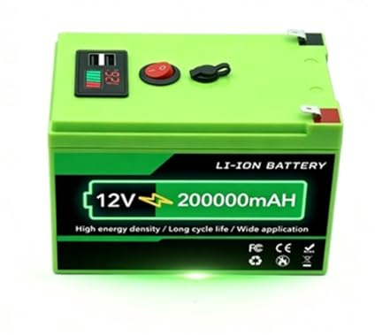 12V 200Ah Rechargeable LiFePO4 Deep Cycle Lithium Battery with Built-in BMS, Perfect for Solar Power System, Scooters, Power Wheels and Fish Finder(12V 200Ah LiFePO4)