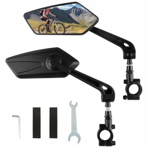 suaywo Juego de espejos retrovisores para manillar de bicicleta, universalmente compatible con espejo de bicicleta