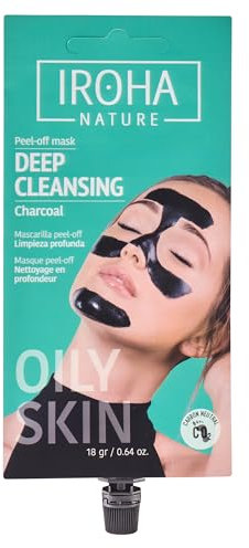 Iroha Nature - Peel-Off Gesichtsmaske zur Tiefenreinigung, Ideale per Mischhaut/Fettige Haut. Entfernt Unreinheiten e Unvollkommenheiten mit Aktivkohle