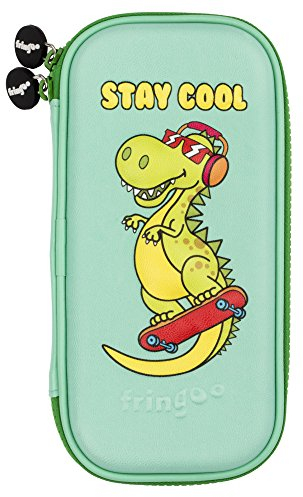 Fringoo - Kids Federmäppchen Hardtop Embossed mit Doppel-Reißverschluss, Bleistift- und Schreibwaren Organizer Lustig Neuheit mit Unicorn Design – Coole Dino