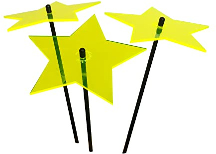 Sun Catcher Garden Decor 3er Set Sonnenfänger Garten Stecker, Statuen, Figuren. 75cm hohe Stern Dekoration für Garten, Balkon oder Terrasse, Farbe:gelb