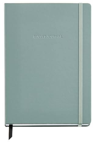 Miquelrius - Bullet Journal A5, Cubierta Rígida Símil Piel y Elástico de Cierre, Cuaderno de Notas Punteado DOTS para Lettering, 96 Hojas de 100 g/m², Bolsillo Interior y Cinta Marcador, Verde