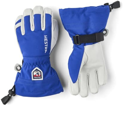 Hestra Jungen Kid's Army Leather Heli Ski 5 Finger HandschuheBlau/Grau 7