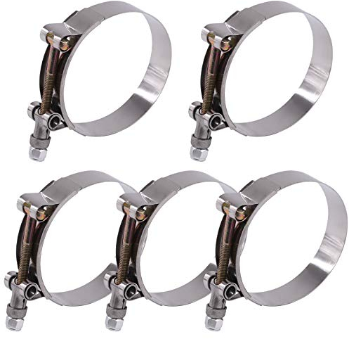 Glarks - Fascette stringitubo a T in acciaio INOX, 70-80 mm, con attacco turbo, per tubo flessibile