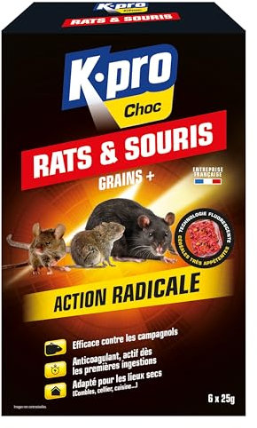 K.PRO - Grains anticoagulant contre rats et souris 150G