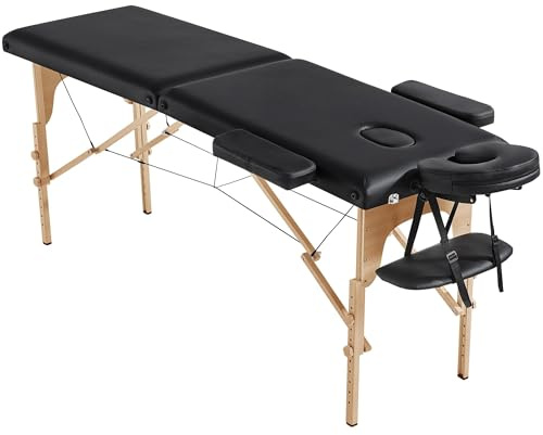 Yaheetech Massage Table Lash Bed Portable Massage Spa Bed Beauty Tattoo Table Adjustable for Eyelash Tech Physical Therapy Couch, Black