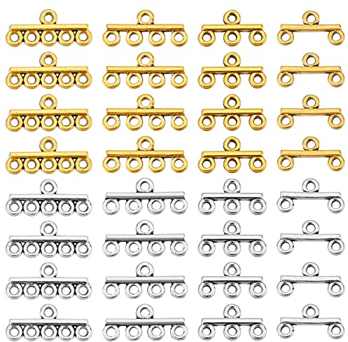 PandaHall Layering Verschlüsse 80 Stück 2 Farben Halskettenverbinder Mehrschichtiger Verschluss Schnallen Legierung Mehrsträngiges Armband Schichtverschluss Anhänger Bails Für DIY Schmuck Handwerk