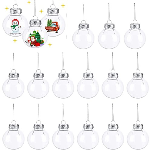 Klar Weihnachtskugeln, 15 Stück Befüllbare Christbaumkugeln, DIY Ornamente aus Plastik, Baumschmuck, 6cm