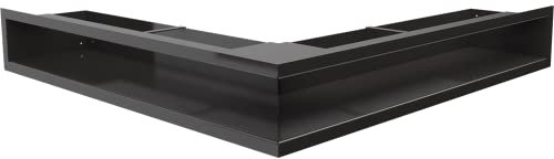 KRATKI Luft Air Vent Grille for Fireplaces Corner Grid with Covered Air Inlet at 45 Degrees Angle Front with Concealed Joints Powder Coated Steel 56x56.6x9cm Black Slim