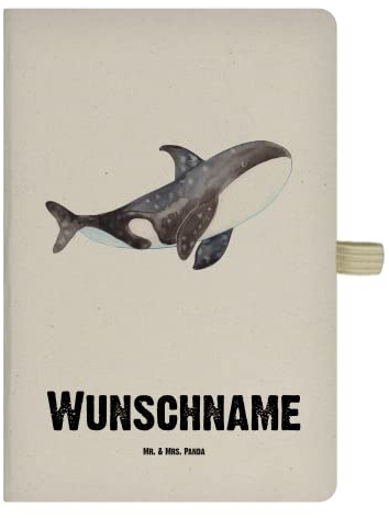 Mr. & Mrs. Panda Notizbuch personalisiert Orca - Personalisierte Geschenke, Neustart, Personalisiertes Buch, A4, Meerestiere, personalisierbar, Meer, Arbeit, Orcas, Motivation