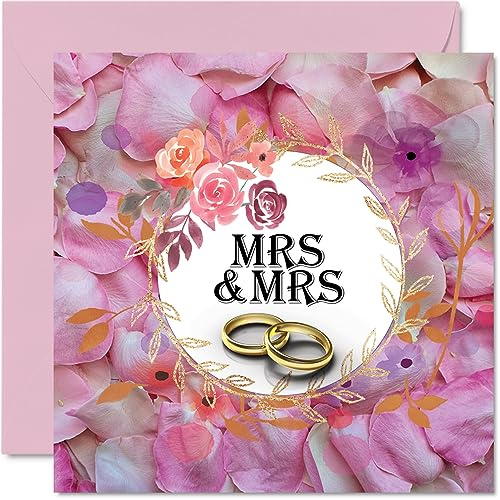 Stuff4 Süße LGBT Gay-Hochzeitskarte, Blütenblätter des Glücks | Happy Wedding Day Karten, Congrats Well Done Just Married Karte, 145 mm x 145 mm Hochzeitsgrußkarten für Paare