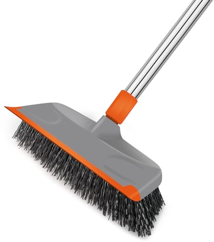 BITOPE Brosse à récurer pour sol avec long manche 30,5 cm de large avec poils rigides pour nettoyage de printemps, terrasse, salle de bain, carrelage, cuisine, piscine