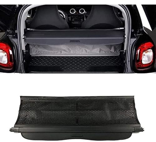 BOJOUL Einziehbarer Auto Laderaumabdeckung Rollo, für Smart Fortwo 2015-2020 Laderaumabdeckung Kofferraum Schutz Abdeckung Cargo Cove