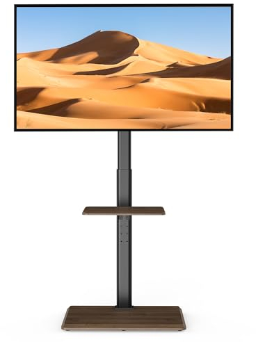 FORGING Mount Support TV sur Pied pour TV de 32-70 Pouces Plasma/LED/LCD/OLED Incurvés & Plats, Support TV Réglable en Hauteur avec Base en Bois et étagère en Bois jusqu'à 40 kg, Max VESA 600x400 mm