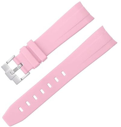 EPANO Gebogenes No Gap Gummiband Für Omega Speedmaster Uhr Ersatzband Männer Frauen 20mm Uhrenarmbänder Silber Schnalle Gold Schnalle Rose Schnalle Schwarz Schnalle, 20mm silver buckle, Achat