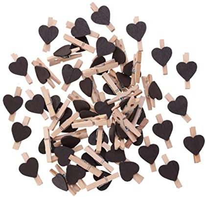 CAXUSD Mini Clip per Foto a Forma di Cuore in Legno Naturale, Clip Sospese Decorative per Appunti e Decorazioni Casa, Set da 50 Pezzi per Arredamento Matrimonio e Scrapbooking