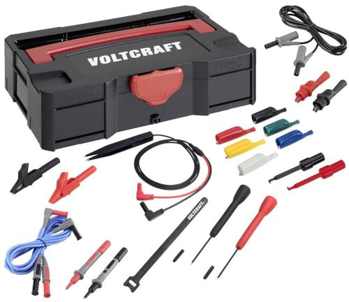 VOLTCRAFT Labor Messleitungs-Set Messnadeln, Krokos, Clips, Pinzette, System Koffer
