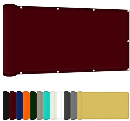 Sonnensegel mit Öse 140 x 300 cm Wasserdicht Rechteckig Sonnensegel Quadrat Uv-Schutz-Polyestergewebe mit Seil Sonnenschutz Markise für Balkon Terrasse Und Garten, Weinrot