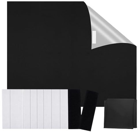 Alnicov Stores occultants Portables Rideaux de Balcon sans poinçon 150 x 200 cm Rideaux Noirs avec Bande Auto-agrippante pour Chambre à Coucher, Voyage, Camping-Car (Noir)