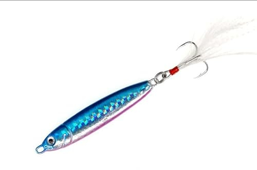 10/15/20/30g Dur Filature appât Plume métal Jigger pêche leurre Basse Crochet coloré manivelle gabarits Long Naufrage (Color : 7, Size : 15g)