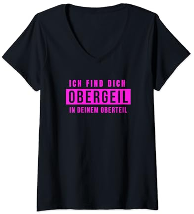 Damen Oberteil Obergeil Glück Isi Eggers Marc Filmriss Mallorca T-Shirt mit V-Ausschnitt