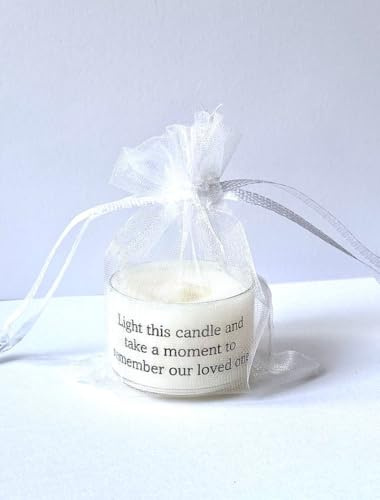 10x Memorial Tealight Candle with Organza Bag, Funeral Favour, Bereavement Gift, Remember Loved One (Light This Candle Remember Our Loved one)