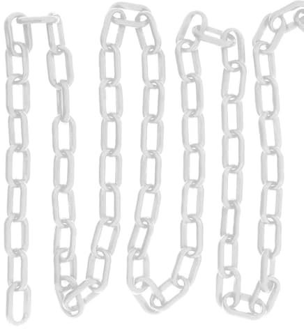 MiJunHD Absperrkette 25m Länge Barriere Kunststoff Kette, 6mm Dia. Sicherheits Warnzaun Kette Kunststoffkette Absperrung für Garten,Verkehrswarnzaun,Parkplatzes Abgrenzung (Weiß)