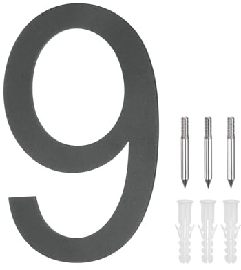 M METERXITY 6 304 Numeri Civici Galleggianti Acciaio Inossidabile, Numero Civico Moderno 9 con Kit Chiodi e Istruzioni, Numeri Civici Esterni per Esterno/Cassetta Postale [Nero]
