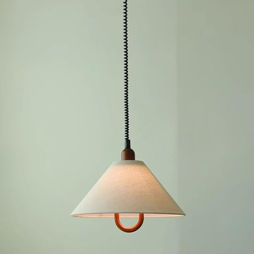 Lámpara colgante LED, lámpara colgante de tela, luces suspendidas de altura ajustable, 17,7″, pequeña luminaria de techo para mesa de comedor, dormitorio, bar, lámpara colgante E27