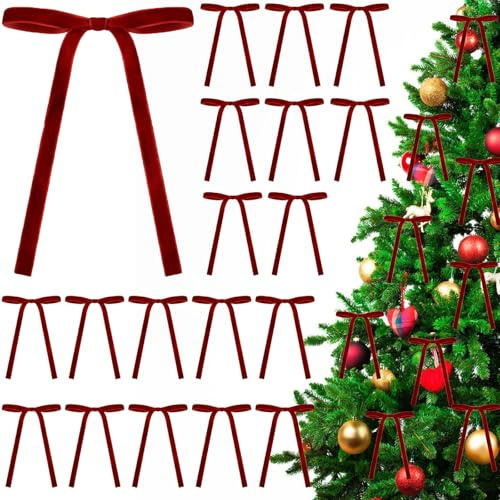 JOOTUEPO 24 Stück Rote Schleifen Weihnachten Weihnachtsbaum Schleifen Zierschleifen Weihnachtsbaum Bögen Weihnachtsschleifen für Weihnachtsbaum Weihnachtskranz Dekorationen Geschenke