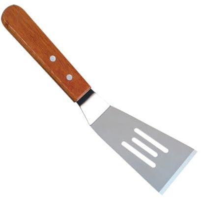 OFFSCH Mini Espátula Inoxidable para Freír Mango De Madera Hueca para Carne Repostería Barbacoa