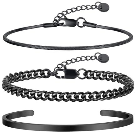 Herren Armband Silber Edelstahl Armbänder - 3 Stücke Herrenarmbänder Set 316L Edelstahl Männerarmband Armreif Silber Panzerkette Schlange Armkette für Männer Jungs，Men's Bracelets Geschenke für Mann