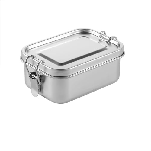 Fiambrera de acero inoxidable con compartimento extraíble, recipiente de almacenamiento de alimentos, robusta fiambrera metálica a prueba de fugas, adecuada para el trabajo, restaurantes (1200ml)