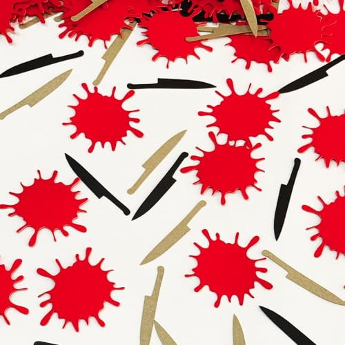 Lot de 100 confettis sanglants – Confettis de table d'anniversaire tueur de sang en forme de couteau en forme de couteau pour Halloween, anniversaire, décoration de table sur le thème de l'horreur