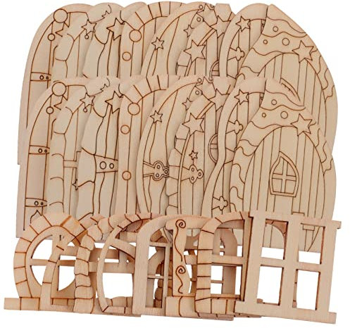 JEWEDECO 64 Pezzi Mini Porte Legno Decorazione Da Giardino Per Case Fate Accessori Fai Da Te Non Finite