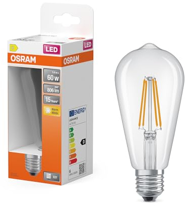 Osram Lampe LED Star Edison ST64 60 Filament, 2700 K blanc chaud, 5,9 W, | LED Star Classic Edison 60 Filament, LED Lamps, Clair, 64 mm dia, 15000 h, pack de 1