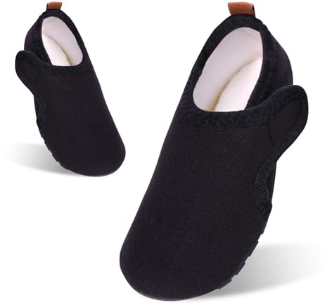 Tolaler Zapatillas Niños Niñas Casa Pantuflas Peluche Antideslizantes Suave Caliente Algodón Cómodo Cierre Adhesivo Invierno Otoño Unisex