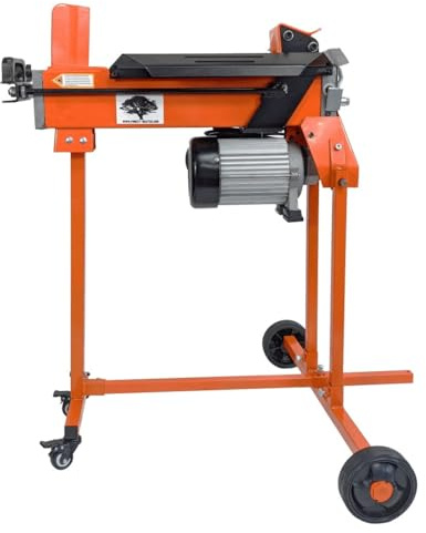 FM8TW-TC 5-Ton Electric Log Splitter with Workbench, Guard & Trolley – 2200W Motor – Splits Logs up to 370mm – Pre-Filled with Oil – Ideal for Small to Medium Wood Burners