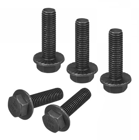 TA-VIGOR M10-1.5 x 35mm Hex Head Serrated Flange Bolts, 10.9 Grade Carbon Steel Flanged Hex Bolts, Heavy Duty Screws for Construction and Machinery, 5Pcs