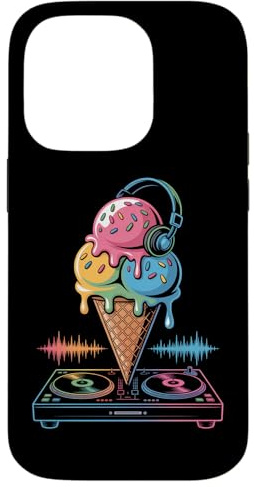 DJ Glace avec Casque sur Table Tournante Coque pour iPhone 14 Pro